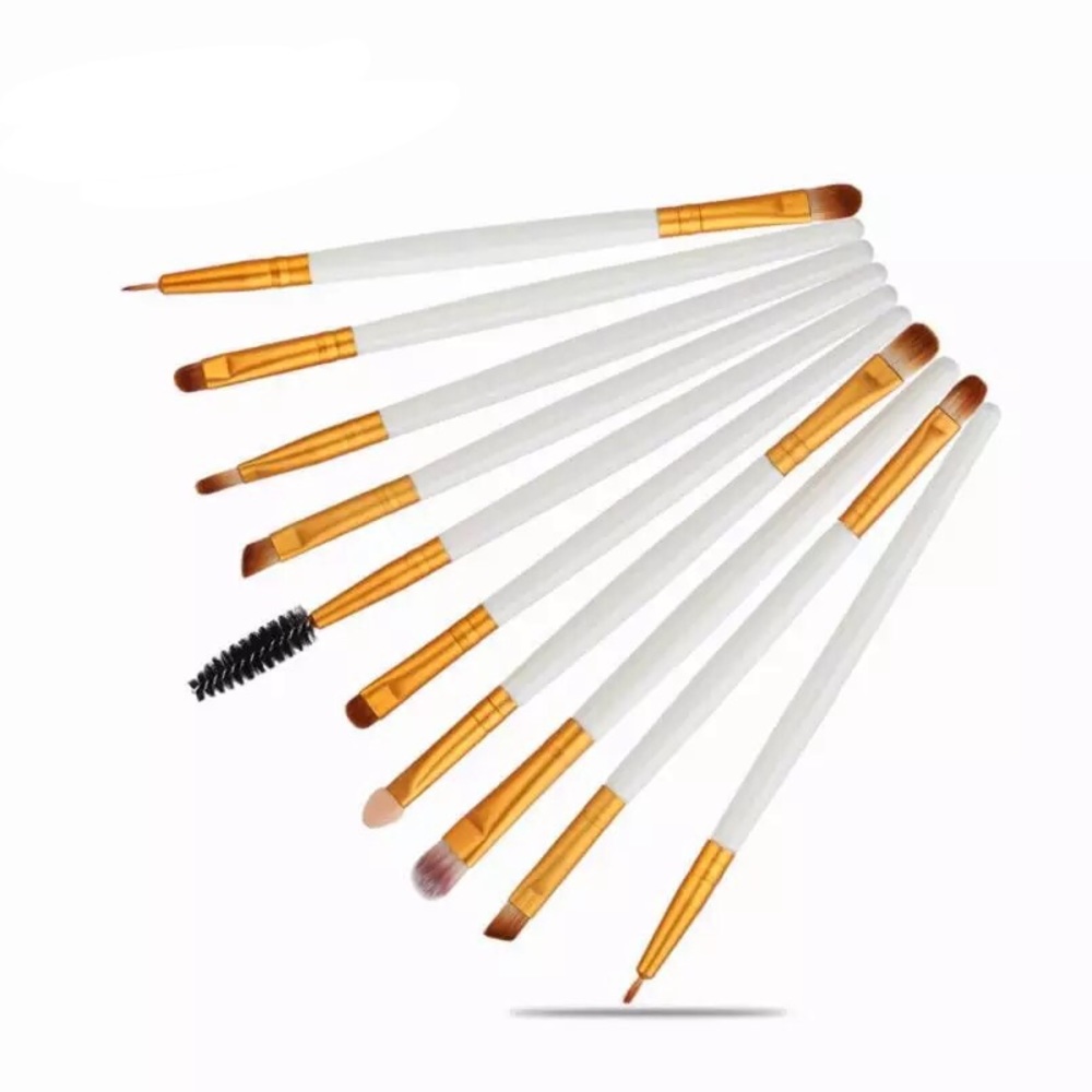 10 pcs/set white-gold makeup brushes - Picture 2 of 2